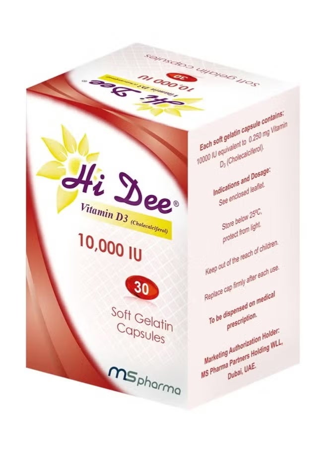 ms pharma Hi Dee Vitamin D3 10000 IU Soft Gelatin Capsules 30's - Image 1